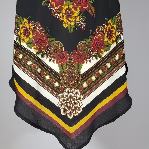 Halter Top Asymmetrical Floral Stripes Large Brown Black Summer Red Flow… - Picture 4 of 8